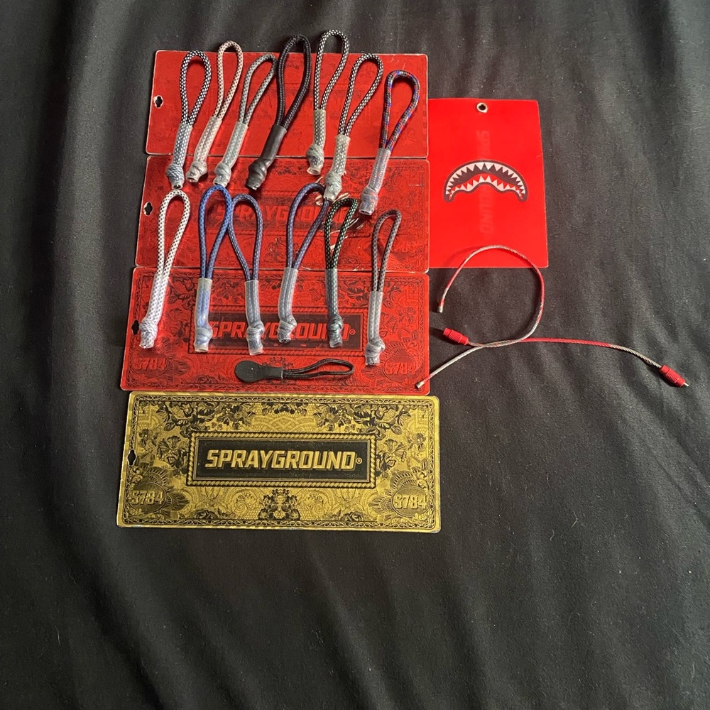 Sprayground Red and Gold Tags with Lanyards